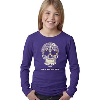 Dia De Los Muertos - Girl's Word Art Long Sleeve