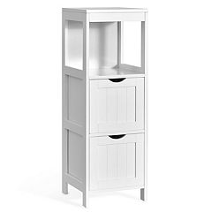 HOMCOM Under Sink Storage Cabinet with Removable Shelf, Bathroom Vanity Cabinet, 2 Door Bathroom Floor Cabinet, White