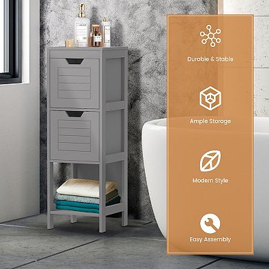 Bathroom Wooden Floor Cabinet Multifunction Storage Rack Stand Organizer