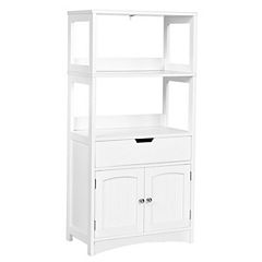 kleankin Bathroom Storage Cabinet Freestanding Organizer with Two Drawers and Adjustable Shelf for Living Room, or Entryway, Grey