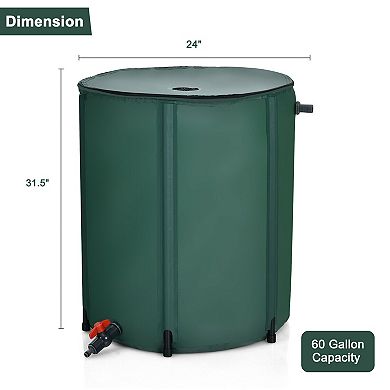 60 Gallon Portable Collapsible Rain Barrel Water Collector