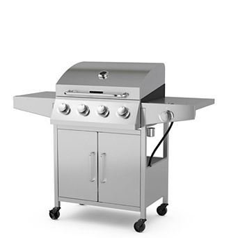 Stainless Steel Outdoor Gas Grill with Cabinet Storage Locking Wheels