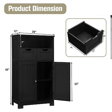 Bathroom Wooden Side Cabinet with 2 Drawers and 2 Doors