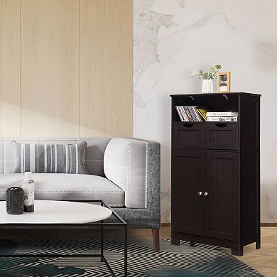 Bathroom Wooden Side Cabinet with 2 Drawers and 2 Doors