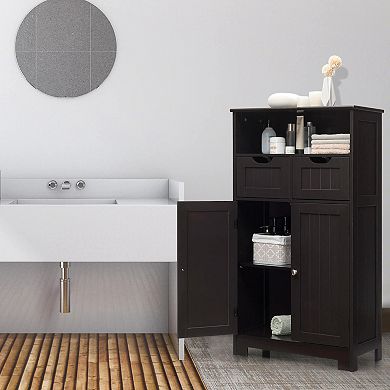 Bathroom Wooden Side Cabinet with 2 Drawers and 2 Doors
