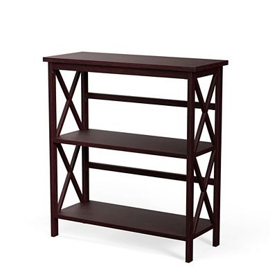 Hivvago 3-tier Wooden Multi-functional X-design Etagere Storage Bookshelf