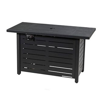 Backyard Propane Fire Pit Table Steel Outdoor Fire Table with Lava Rock Style Flame