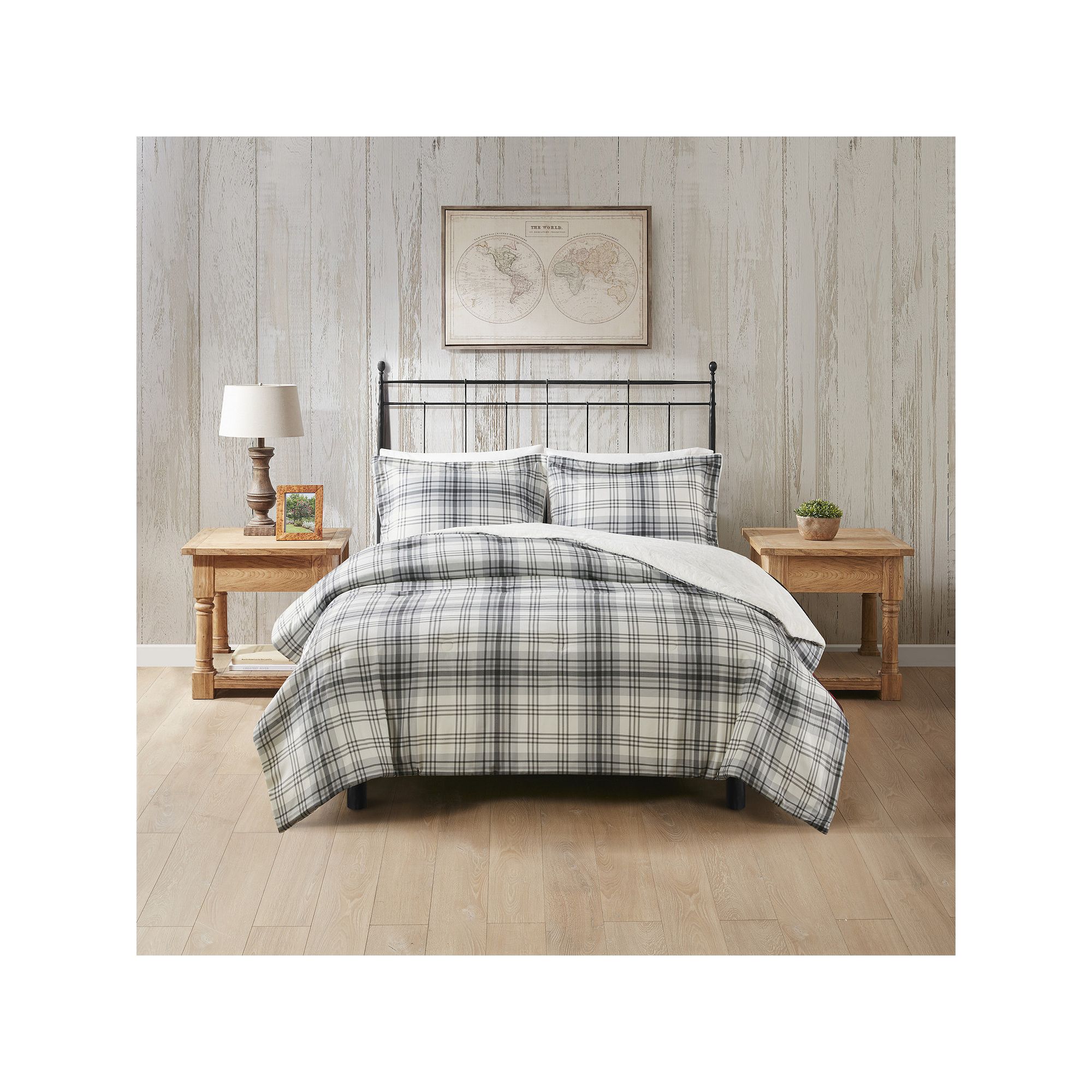 Woolrich Bernston Faux Wool to Faux Fur Down Alternative Comforter Set, Gra