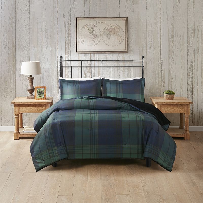 Woolrich Cedar Green Plaid 3 Piece Comforter Set  King