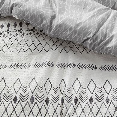 Madison Park Joshua 5-Piece Printed Seersucker Comforter Set with Throw Pillows