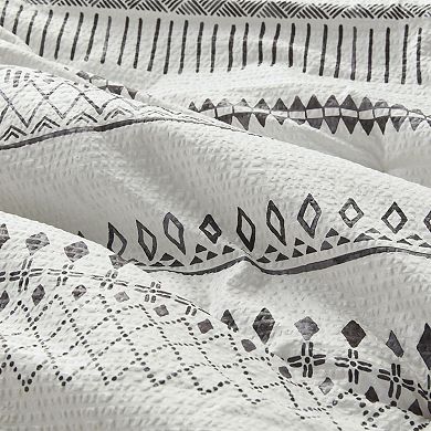 Madison Park Joshua 5-Piece Printed Seersucker Comforter Set with Throw Pillows