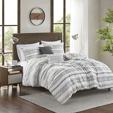 Madison Park Joshua 5-Piece Printed Seersucker Comforter Set with Throw Pillows
