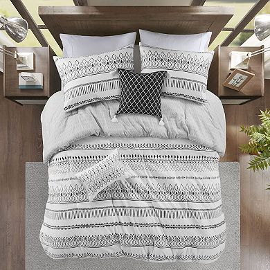 Madison Park Joshua 5-Piece Printed Seersucker Comforter Set with Throw Pillows