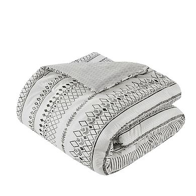 Madison Park Joshua 5-Piece Printed Seersucker Comforter Set with Throw Pillows