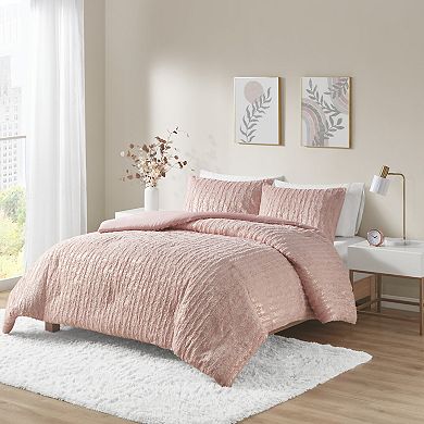 Intelligent Design Alaia Metallic Print Faux Fur Comforter Set