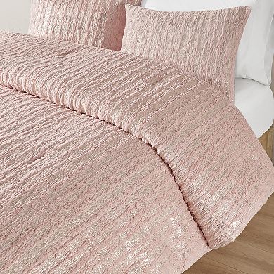 Intelligent Design Alaia Metallic Print Faux Fur Comforter Set