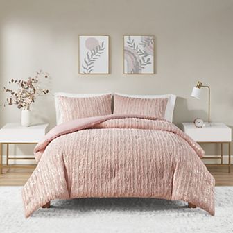 Intelligent Design Alaia Metallic Print Faux Fur Comforter Set