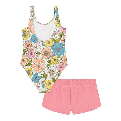 Girls 7-16 Roxy Topical Trail 1-Piece Swimsuit & Shorts Set