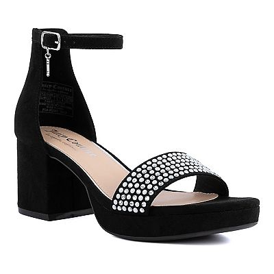 Juicy Couture Womens Nelly Ankle Strap Open Toe Block Heel Women s Size 8.5 Black