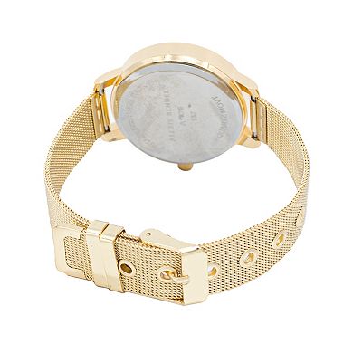 Jessica Carlyle Women's Gold Tone Mesh Strap Watch with Necklace & Earring Gift Set