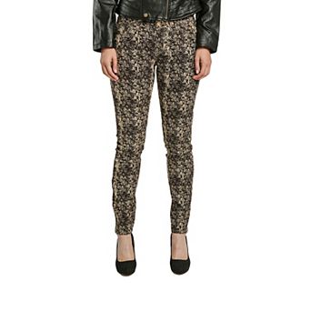 Women's Stretch Twill MidRise Skinny Jeans Snake Skin Print