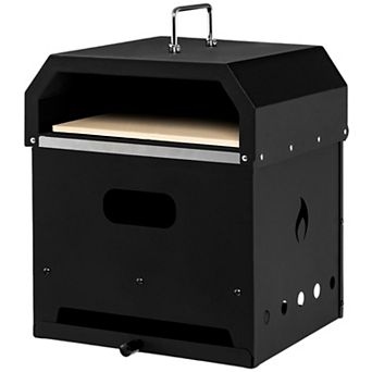 Outdoor 4-in-1 Pizza Oven Grill Stone Wood Pellet Fire Pit Portable Camping Backyard BBQ