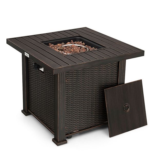 30 Inch 50000 BTU Square Propane Gas Fire Pit Table with Table Cover