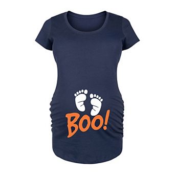 Maternity Boo Baby Feet Halloween Graphic Tee