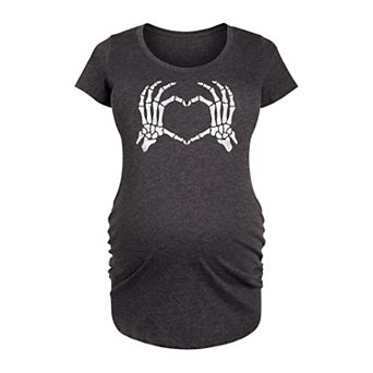 Maternity Skeleton Hand Heart Halloween Graphic Tee
