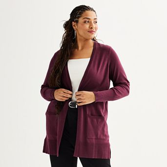 Plus Size Nine West Essential Pocketed Cardigan