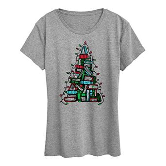 Women's Book Christmas Tree Graphic Tee