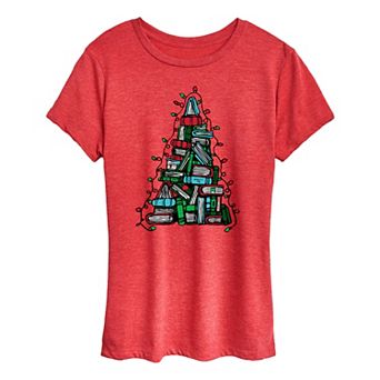 Women's Book Christmas Tree Graphic Tee