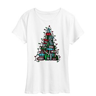 Women's Book Christmas Tree Graphic Tee