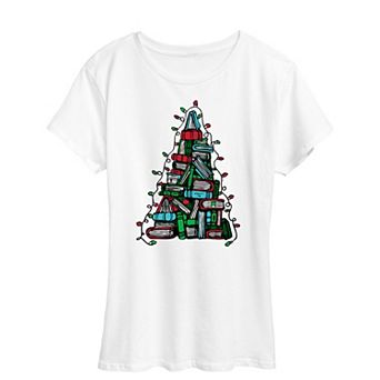 Women's Book Christmas Tree Graphic Tee