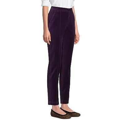 Women's Lands' End Velvet High Rise Pintuck Pencil Ankle Pants