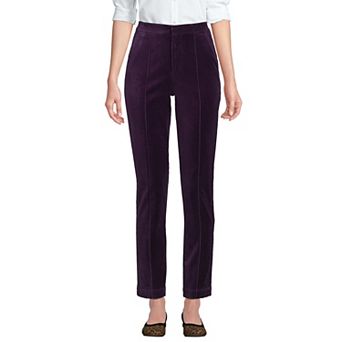 Women's Lands' End Velvet High Rise Pintuck Pencil Ankle Pants