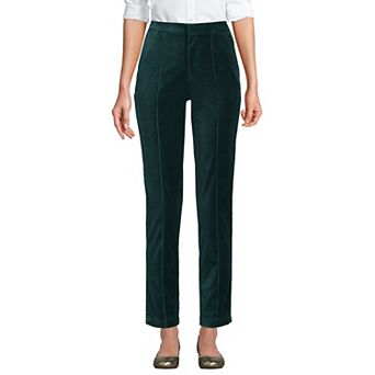 Women's Lands' End Velvet High Rise Pintuck Pencil Ankle Pants