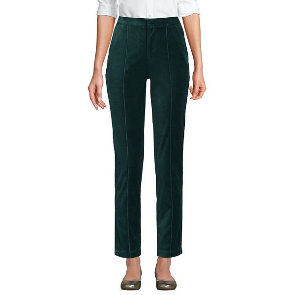 Women's Lands' End Velvet High Rise Pintuck Pencil Ankle Pants