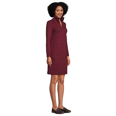 Women's Lands' End Cozy Lofty Quarter Zip Sweater Dress