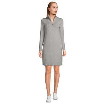 Women's Lands' End Cozy Lofty Quarter Zip Sweater Dress