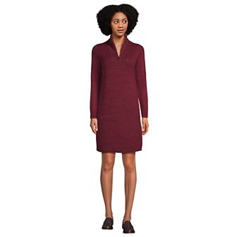 Women's Lands' End Cozy Lofty Quarter Zip Sweater Dress