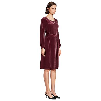 Women's Lands' End Velvet Belted Knee Length Dress