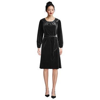 Women's Lands' End Velvet Belted Knee Length Dress