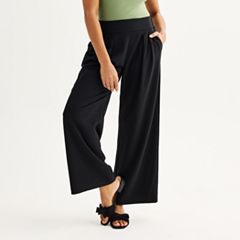 AusLook Women's Wide Leg Dress Pants with Pockets Black Small