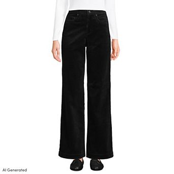 Women's Lands' End High Rise Wide Leg Corduroy Pants