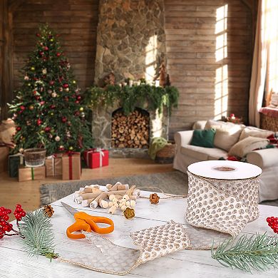 National Tree Company HGTV 3" Rainer Jacquard Tissue Back Ribbon