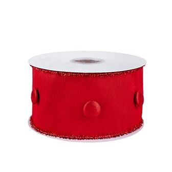 National Tree Company HGTV 3" Metallic Buttons Double Fused Dupioni Ribbon