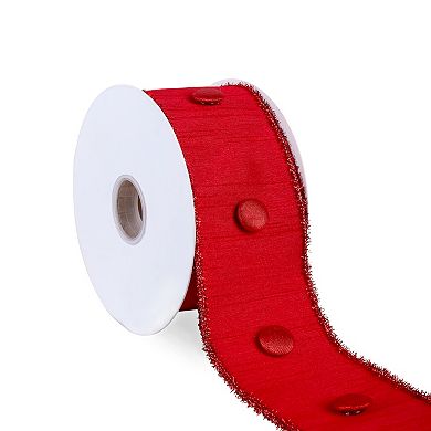 National Tree Company HGTV 3" Metallic Buttons Double Fused Dupioni Ribbon