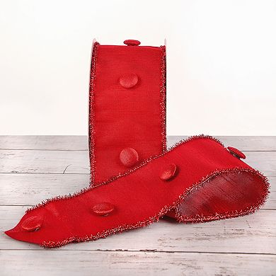 National Tree Company HGTV 3" Metallic Buttons Double Fused Dupioni Ribbon