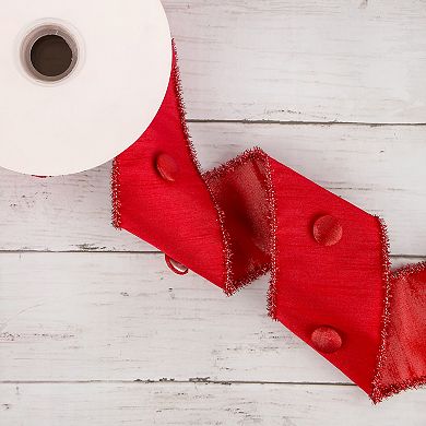 National Tree Company HGTV 3" Metallic Buttons Double Fused Dupioni Ribbon